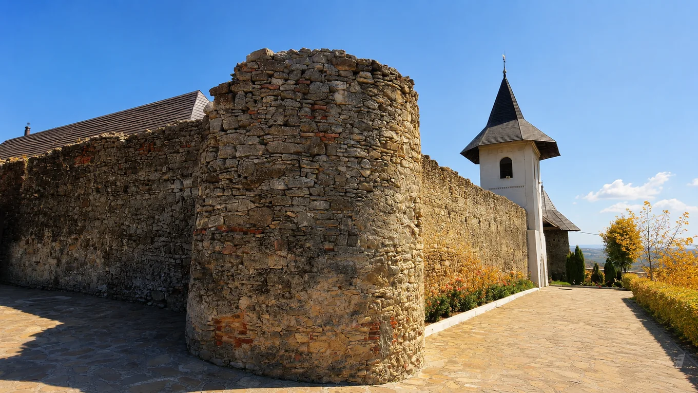 Mănăstirea Hadâmbu, cu zidurile de piatră fortificate, lângă Iași